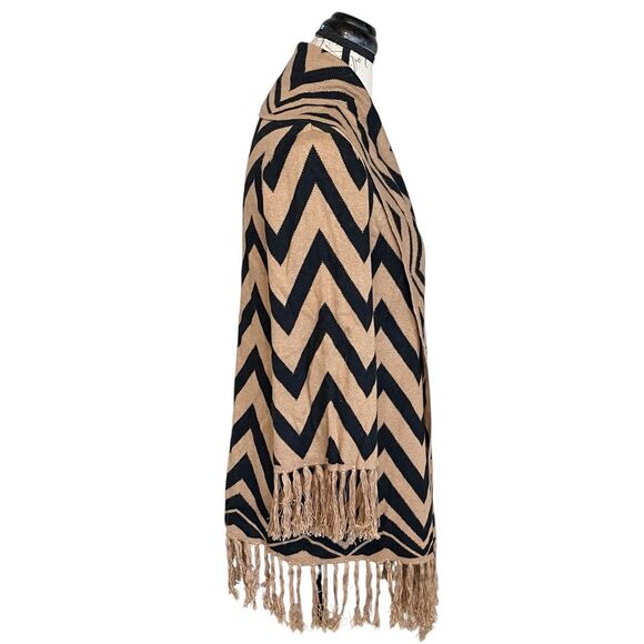 Forever 21 Womens Open Cardigan Sweater XS Long Duster Fringe Chevron Y2k Retro - Picture 4 of 12